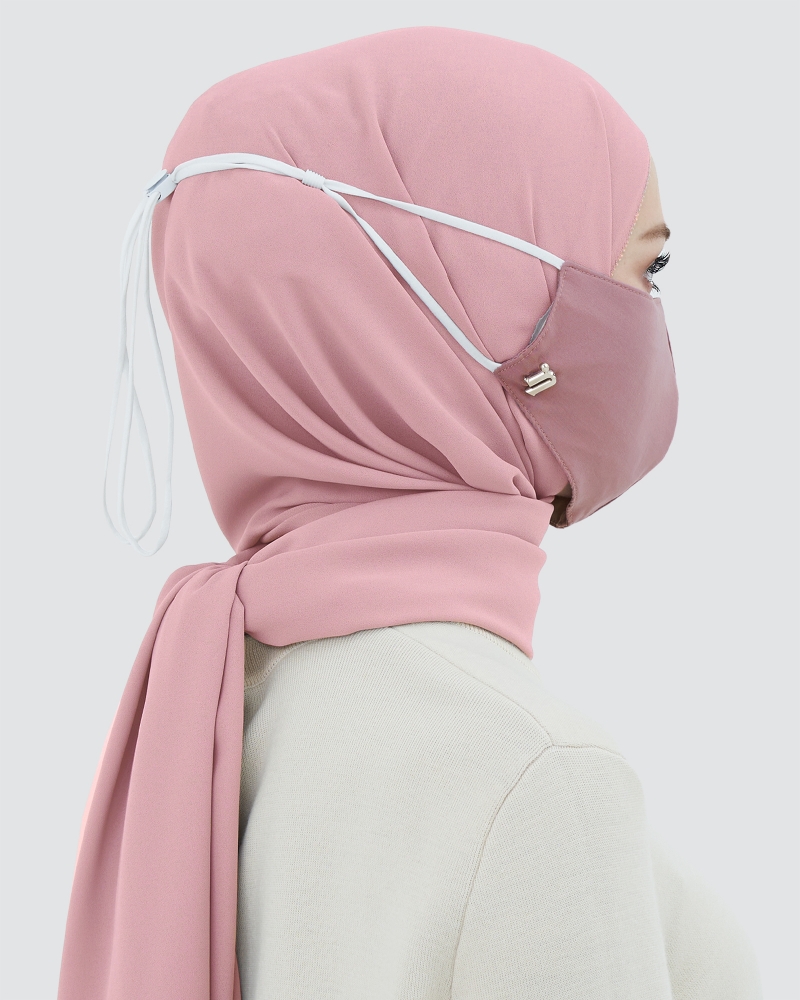 3-PLY COTTON FACE MASK - ADJUSTABLE STRAP - MAUVE