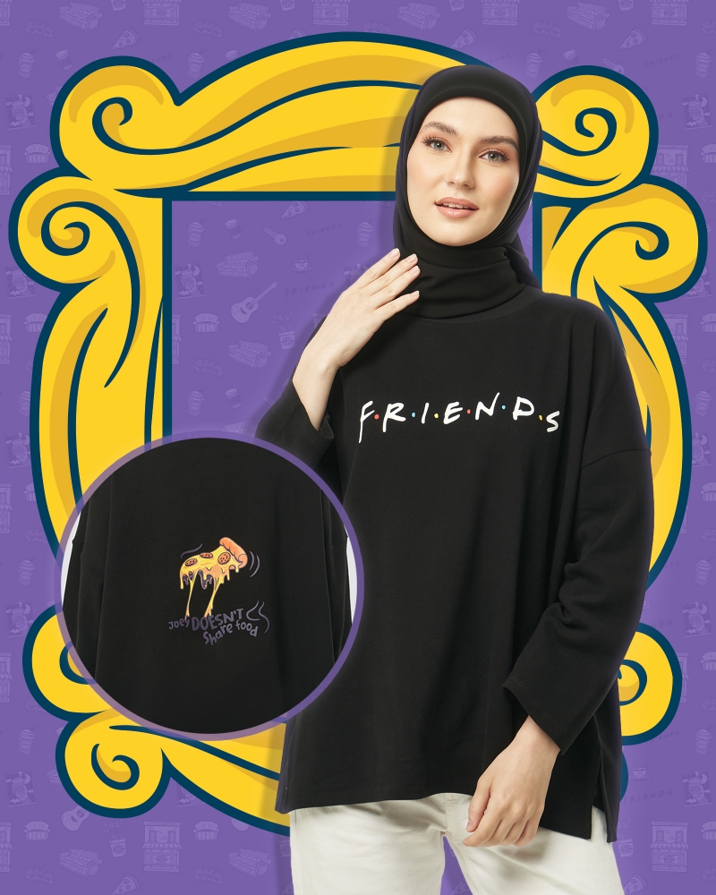 FRIENDS X NAELOFAR THE JUMPER - JOEY DOESN'T SHARE FOOD - BLACK