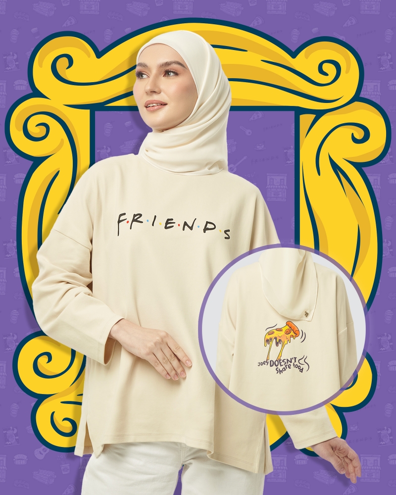 FRIENDS X NAELOFAR THE JUMPER - JOEY DOESN'T SHARE FOOD - CREAM