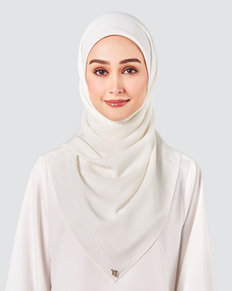 GINGHAM TEXTURED CHIFFON SQUARE - IVORY