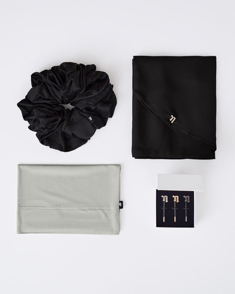 FIRST HIJAB KIT - LONG CHIFFON SHAWL - BLACK