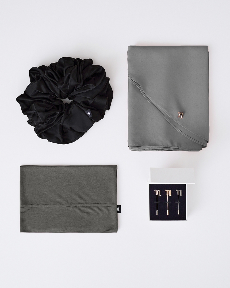 FIRST HIJAB KIT - LONG CHIFFON SHAWL - DUSTY GREY PLUM