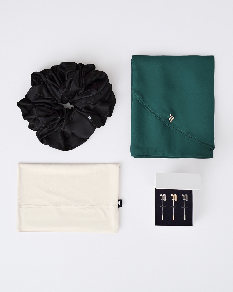 FIRST HIJAB KIT - LONG CHIFFON SHAWL - MEDIUM GREEN-TEAL