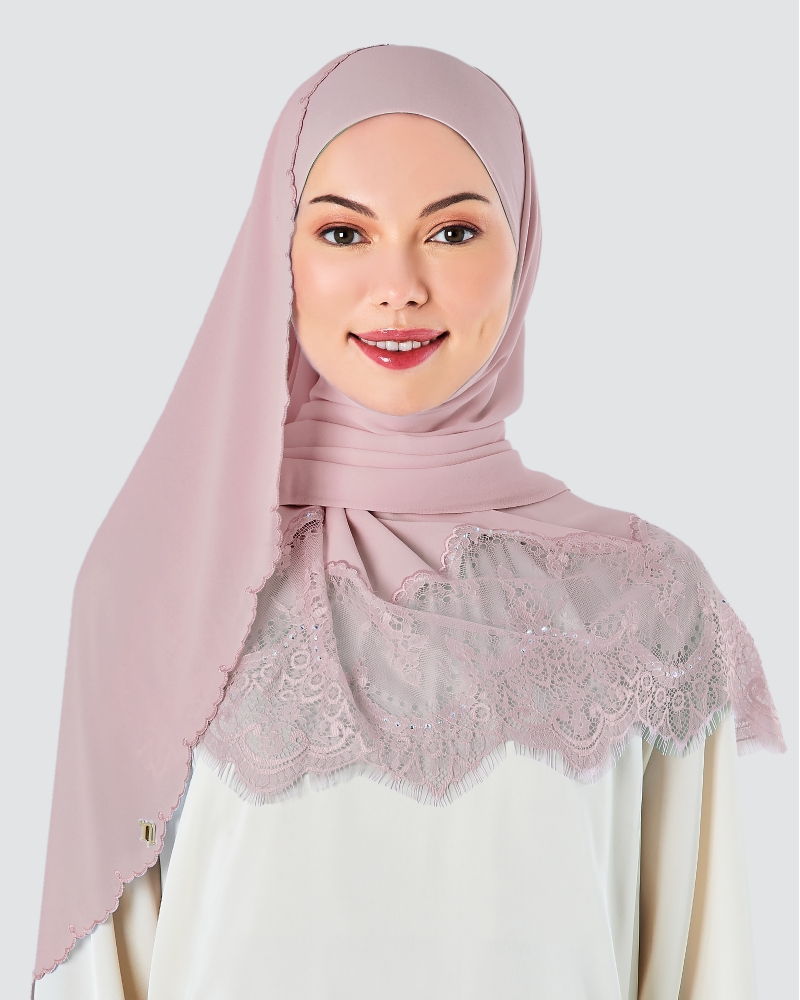 JULIA LACE EMBROIDERED SHAWL - ROSE BLUSH