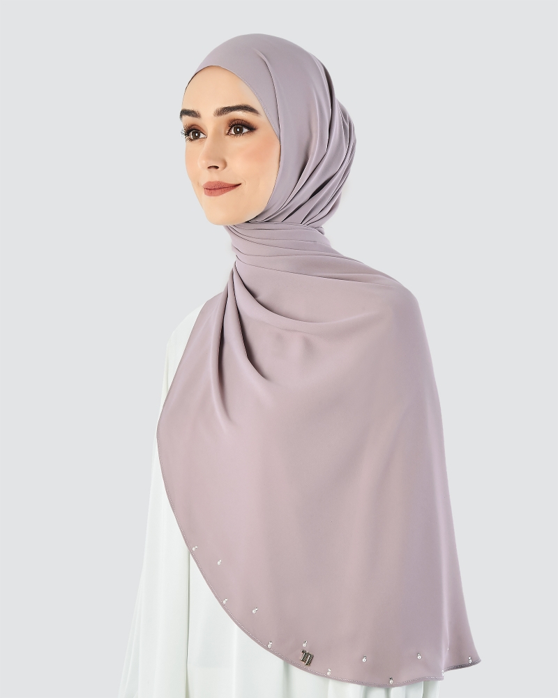 LADY WARDA CRYSTAL CHIFFON SHAWL - DUSTY PLUM