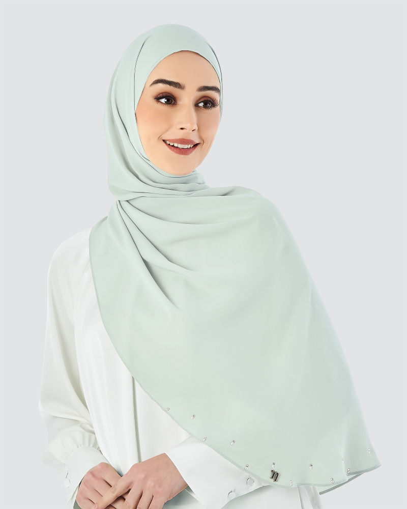 LADY WARDA CRYSTAL CHIFFON SHAWL - ICE GREY