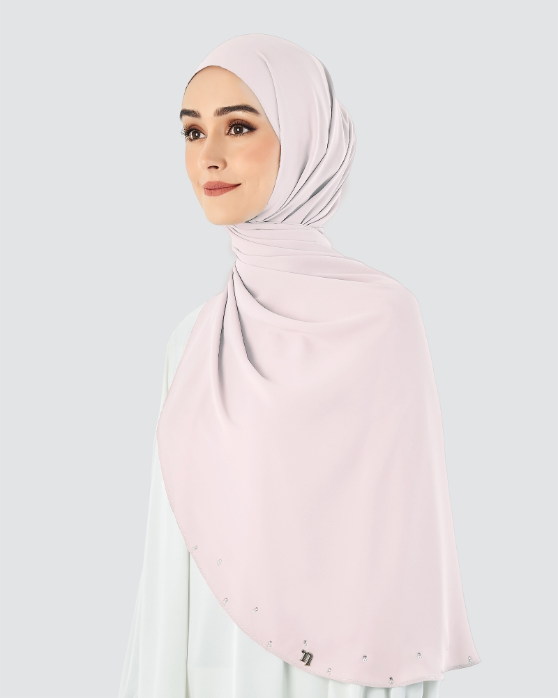 LADY WARDA CRYSTAL CHIFFON SHAWL - LIGHT PINK