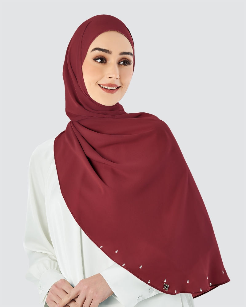 LADY WARDA CRYSTAL CHIFFON SHAWL - RUBY RED