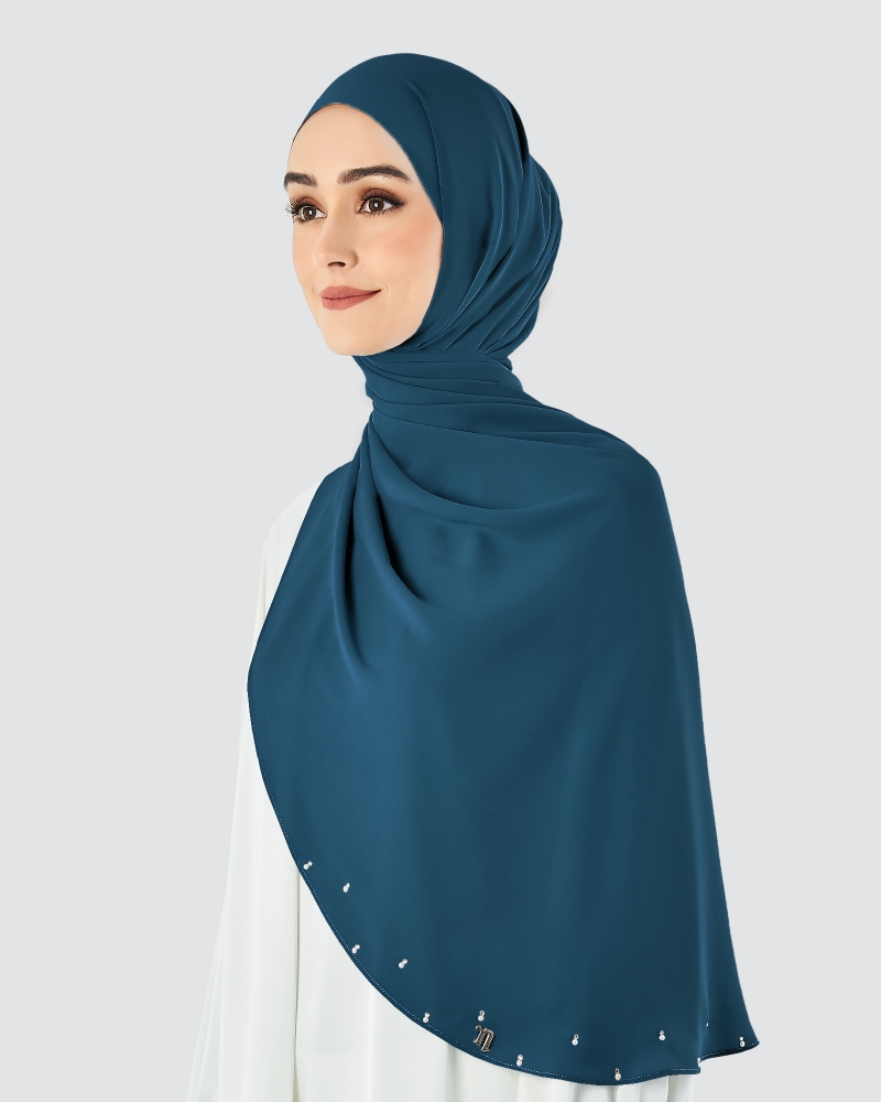 LADY WARDA CRYSTAL CHIFFON SHAWL - TWILIGHT BLUE