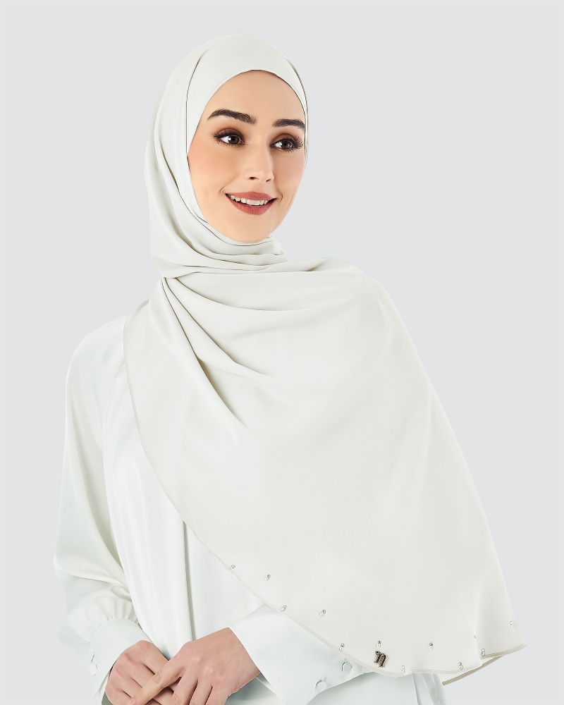LADY WARDA CRYSTAL CHIFFON SHAWL - WHITE