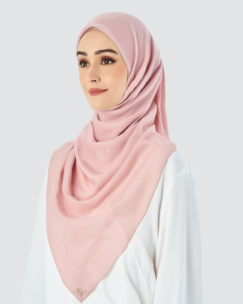 LADY WARDA CRYSTAL COTTON VOILE SQUARE - CORAL