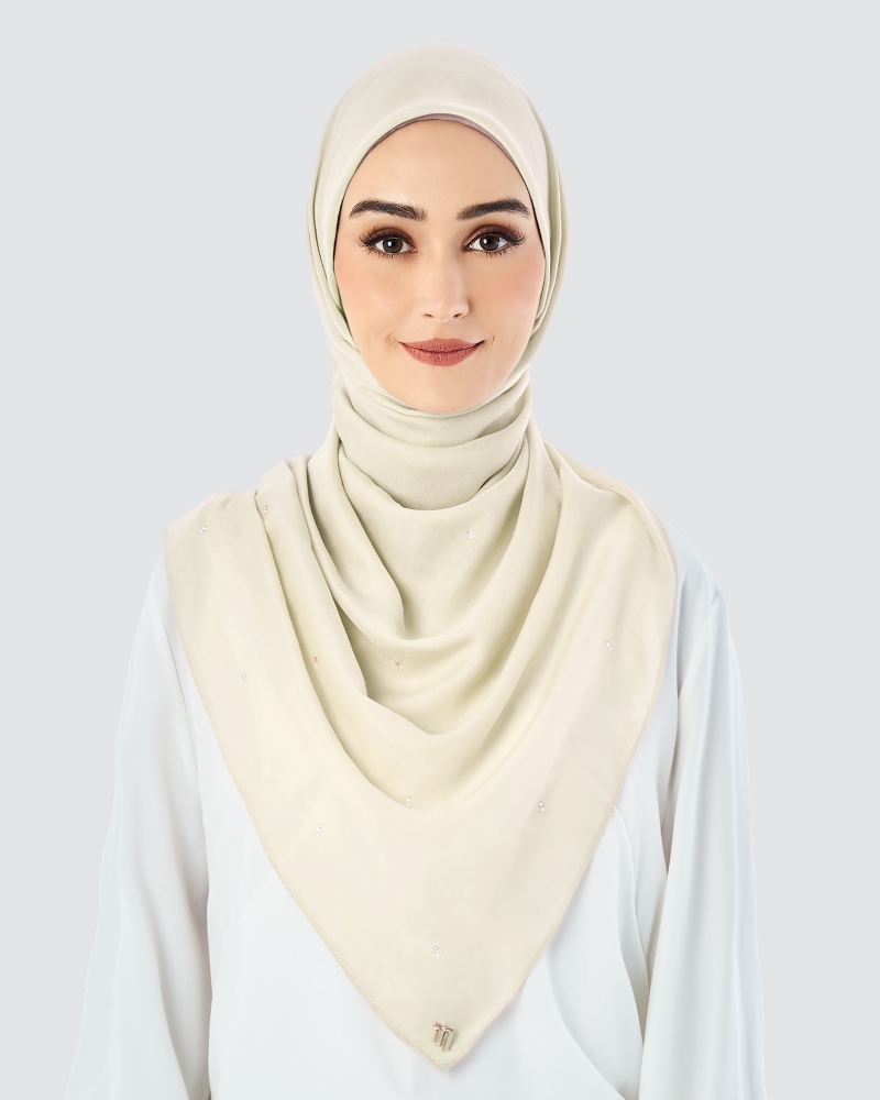 LADY WARDA CRYSTAL COTTON VOILE SQUARE - CREAM