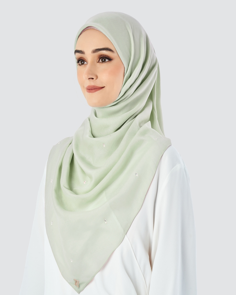LADY WARDA CRYSTAL COTTON VOILE SQUARE - SAGE