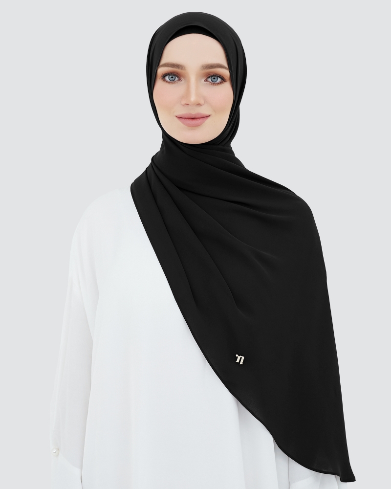 LONG CHIFFON SHAWL - BLACK