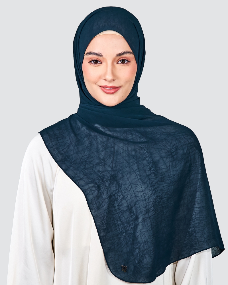 LEAH CHIFFON SHAWL - NAVY BLUE