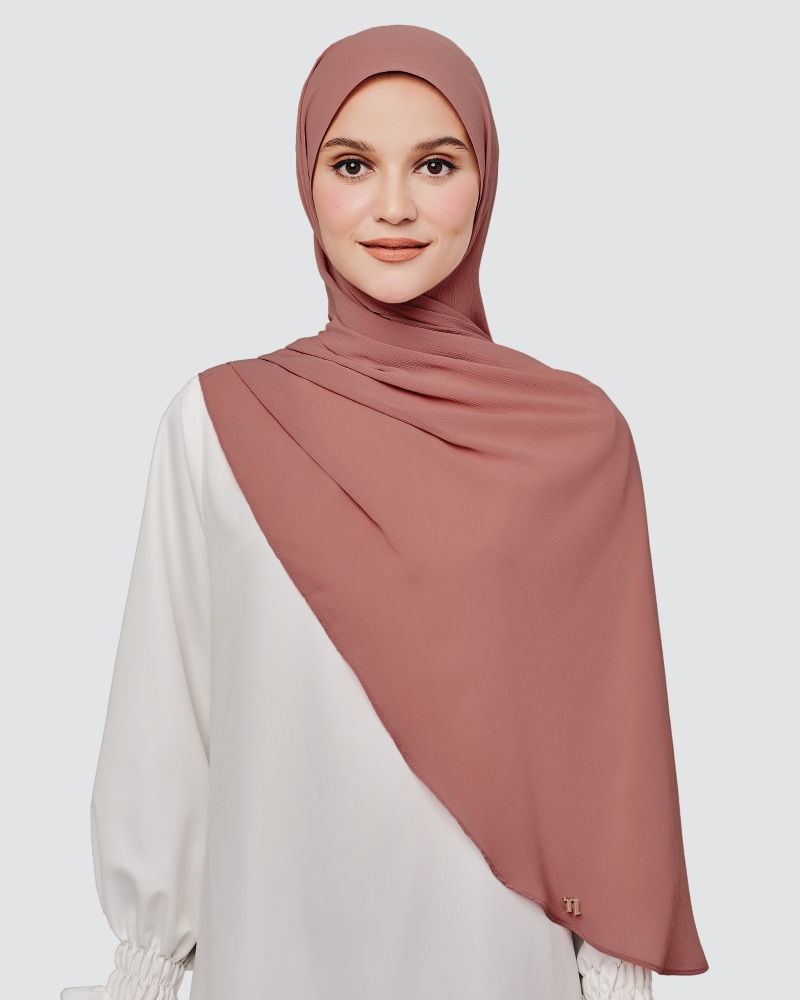 LINIA LINE CHIFFON SHAWL - POWDERY CORAL-PEACH