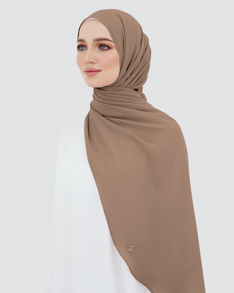 LONG CHIFFON SHAWL - BROWNIE