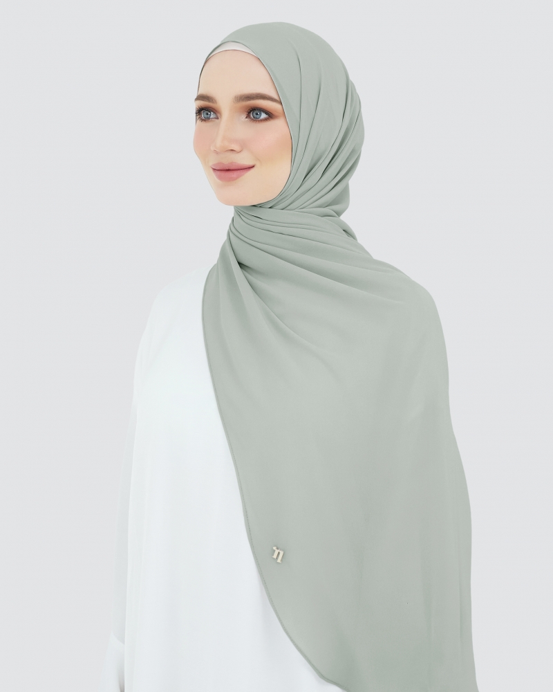 LONG CHIFFON SHAWL - GREY