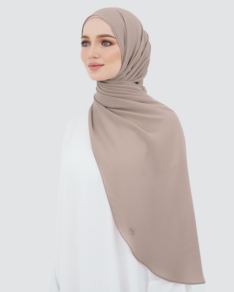 LONG CHIFFON SHAWL - HAZEL BROWN