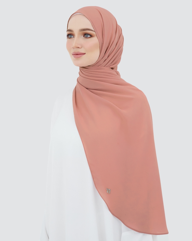 LONG CHIFFON SHAWL - ROSE TAN