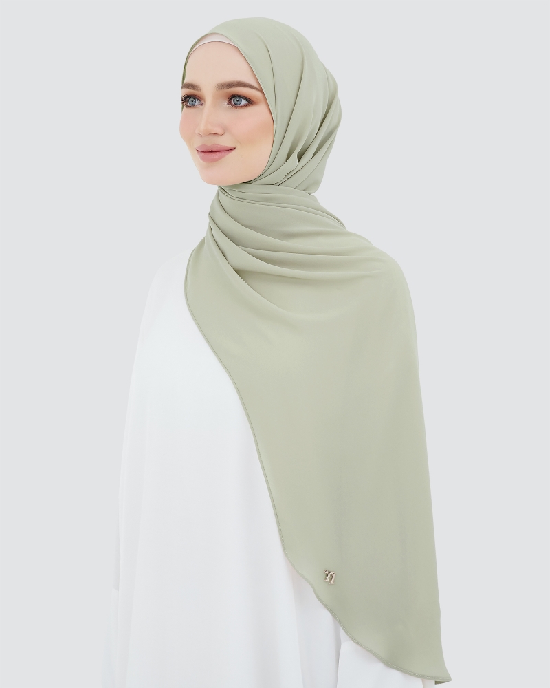 LONG CHIFFON SHAWL - PALE GRAY