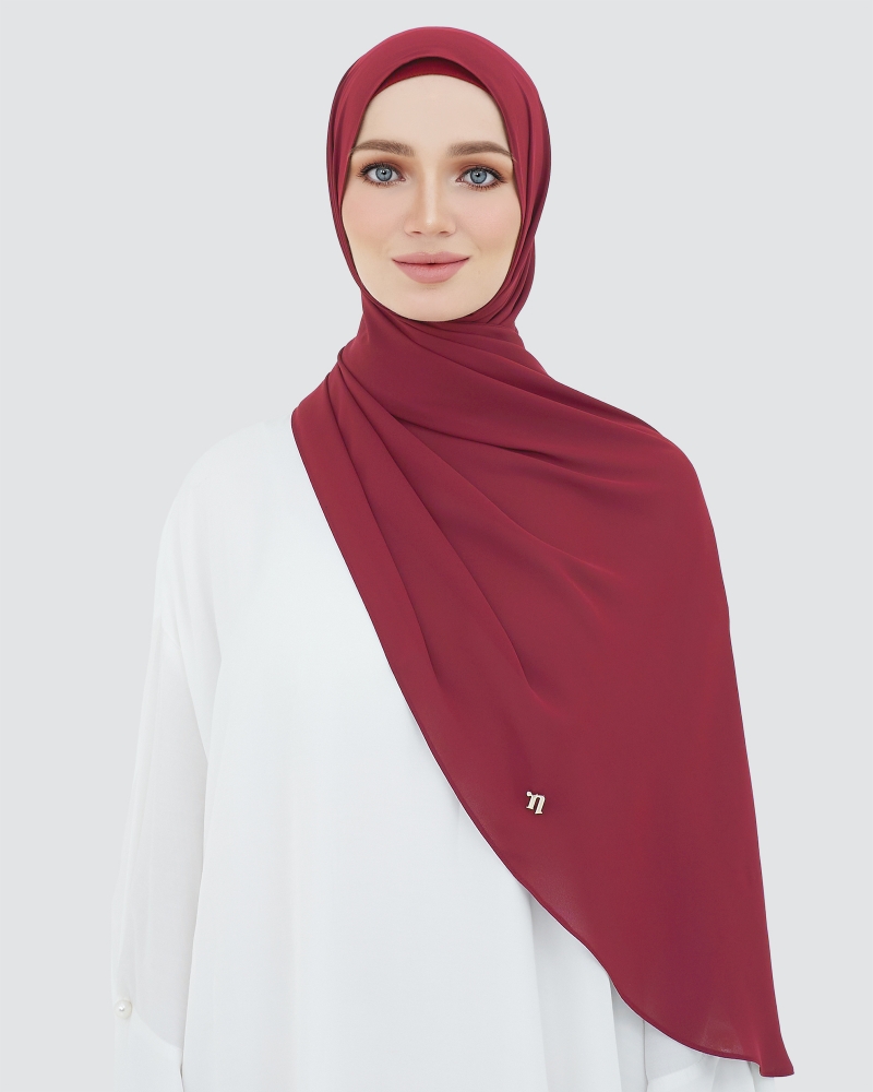 LONG CHIFFON SHAWL - RED BERRY