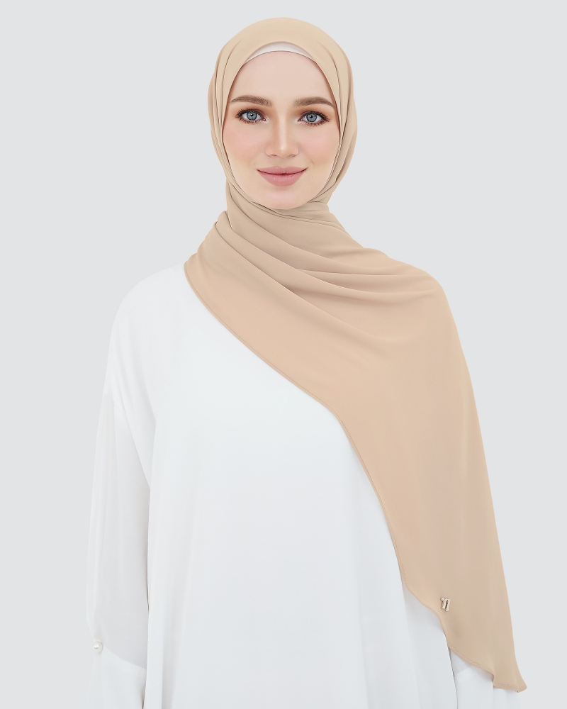 LONG CHIFFON SHAWL - TORTILLA