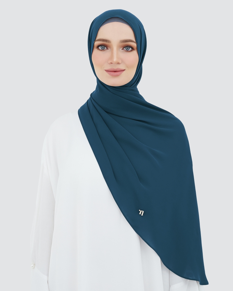LONG CHIFFON SHAWL - TWILIGHT BLUE