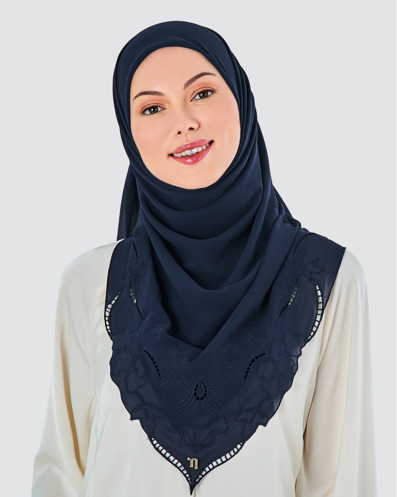 MAHSURI EMBROIDERED SQUARE - NAVY BLUE