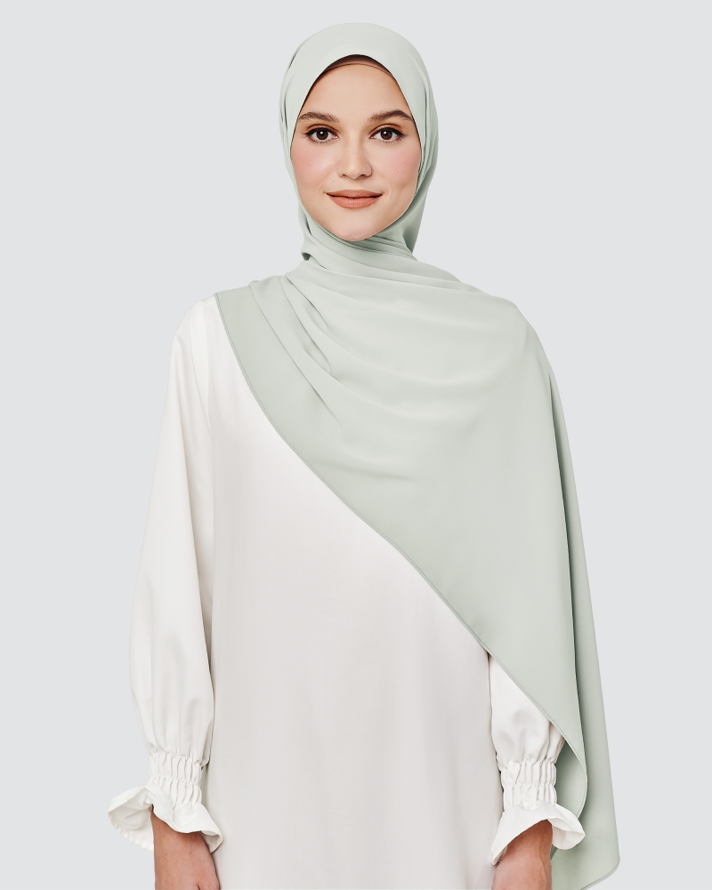 MAYA MATTE SATIN SHAWL - MISTY GREY