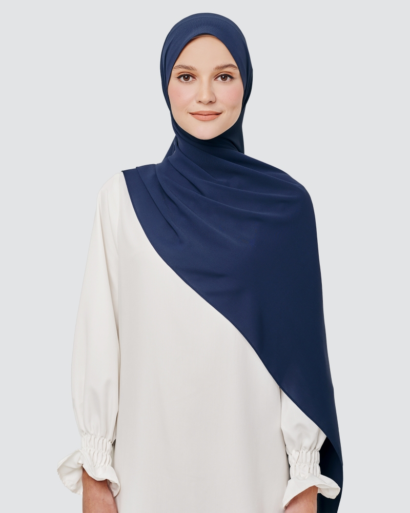 MAYA MATTE SATIN SHAWL - NAVY BLUE