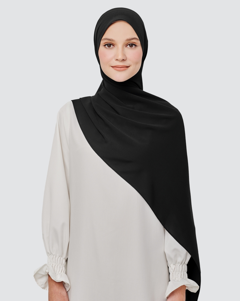 MAYA MATTE SATIN SHAWL - BLACK
