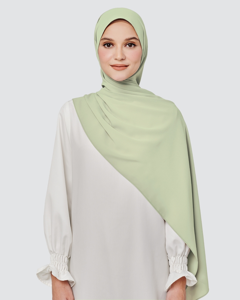 MAYA MATTE SATIN SHAWL - CELERY