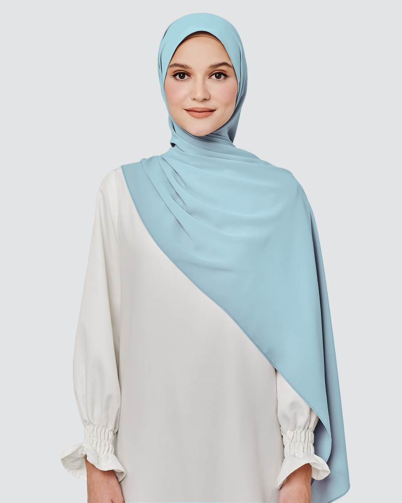 MAYA MATTE SATIN SHAWL - DUSTY BLUE