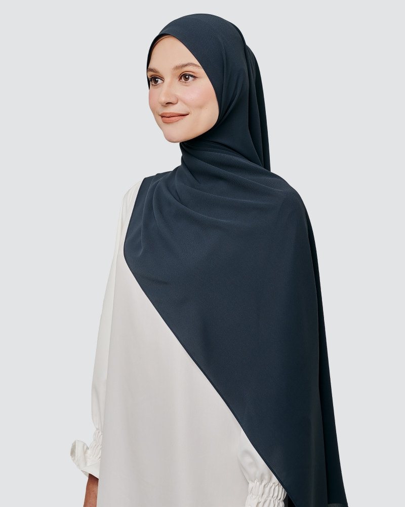 MAYA MATTE SATIN SHAWL - MIDNIGHT BLUE
