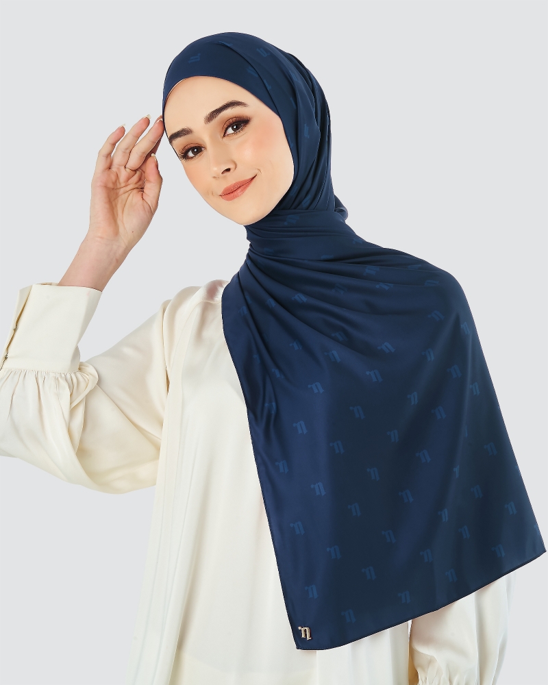 MODA MATTE SATIN SHAWL - NAVY