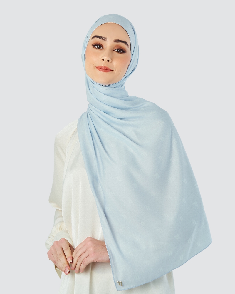 MODA MATTE SATIN SHAWL - SKY