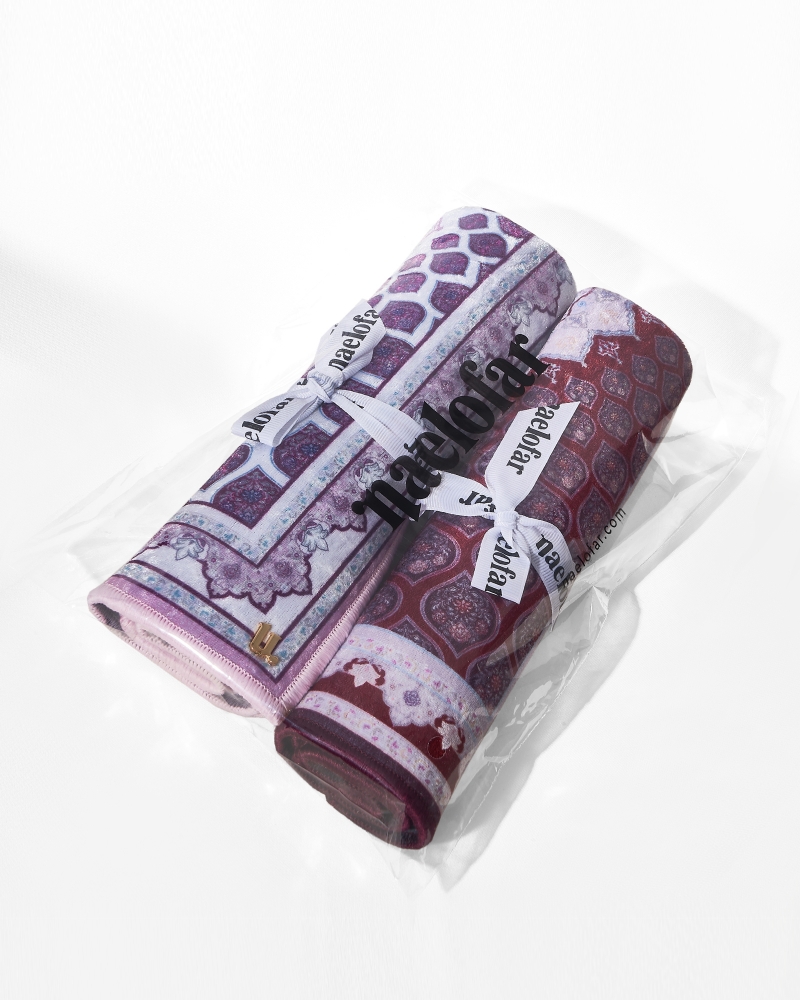 NAJMA MINI SEJADAH DUO SET - SCARLET RED & MAGENTA