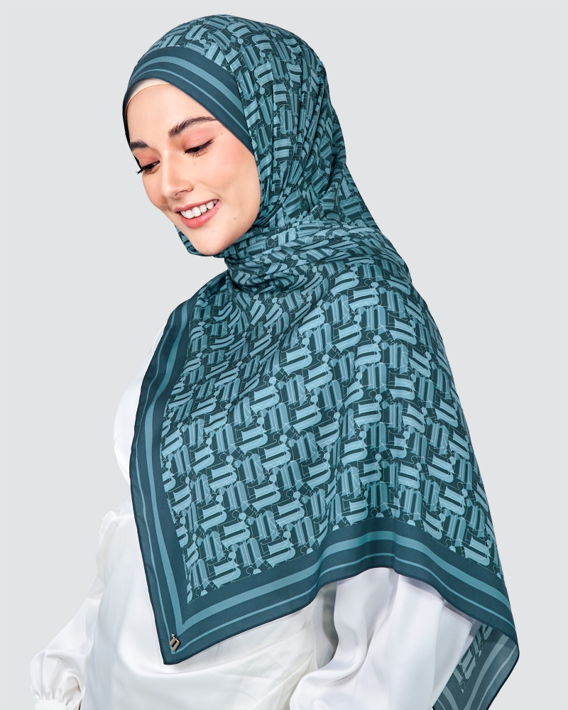 MONOGRAM SHAWL - DENIM