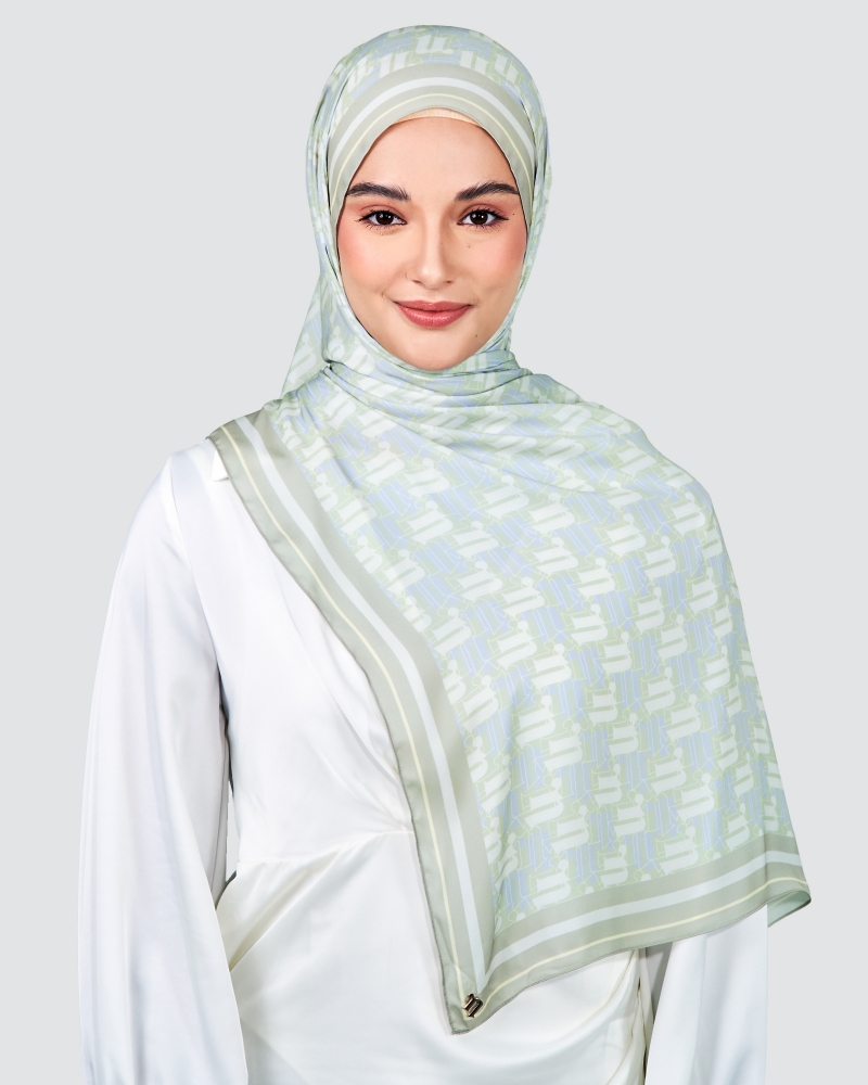 MONOGRAM SHAWL - PISTACHIO