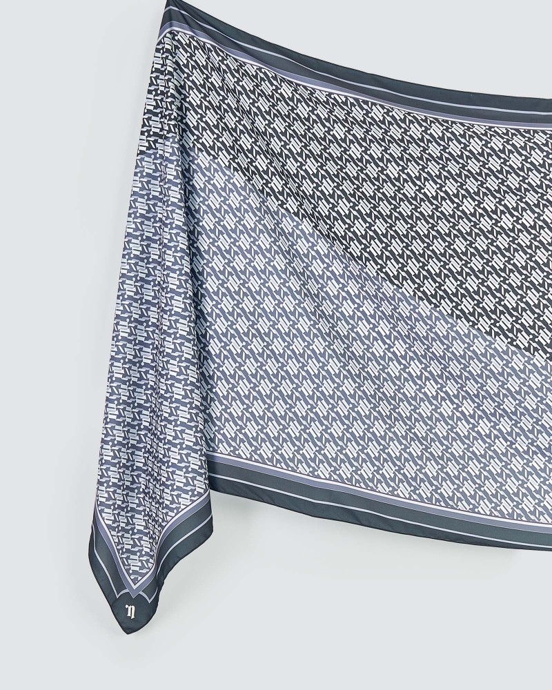 NOVA MONOGRAM SHAWL - CHARCOAL