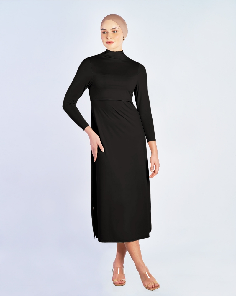 NWEAR LONG SLEEVE DRESS - BLACK