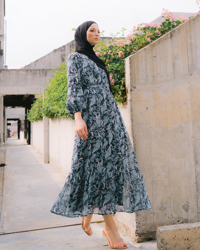PAISLEY DRESS - MIDNIGHT BLUE