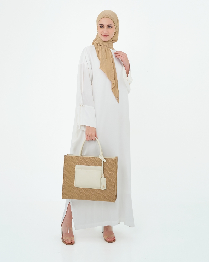 RAFFIA TOTE BAG - BEIGE