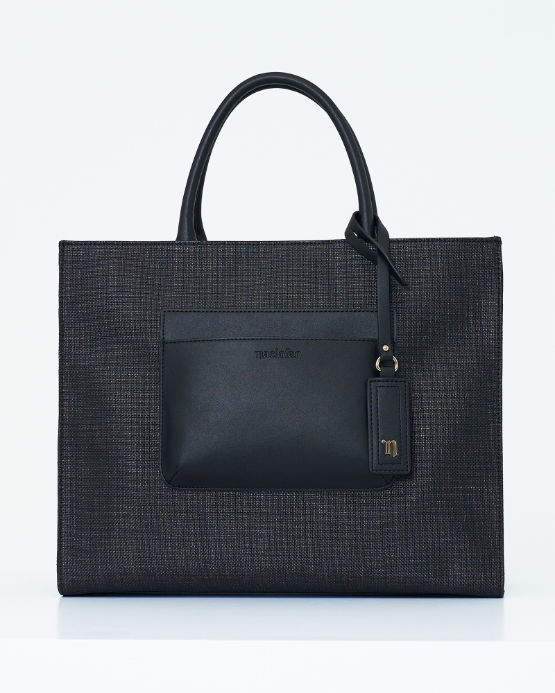 RAFFIA TOTE BAG - BLACK