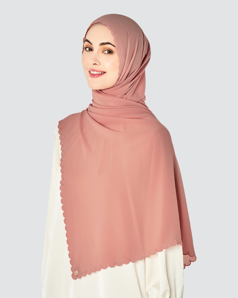 SALOMA EMBROIDERED TEXTURED SHAWL - CLAY