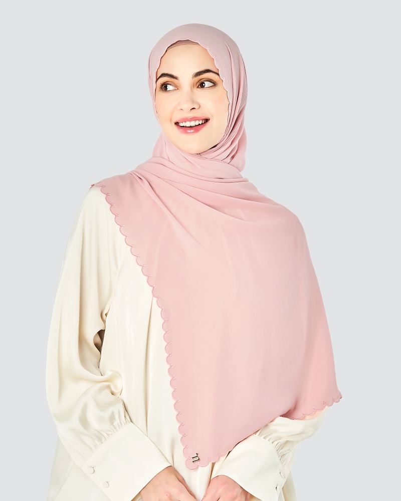 SALOMA EMBROIDERED TEXTURED SHAWL - PALE PINK