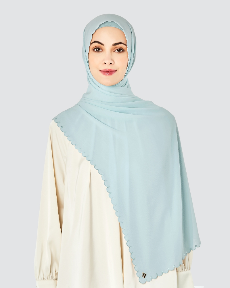SALOMA EMBROIDERED TEXTURED SHAWL - SKY