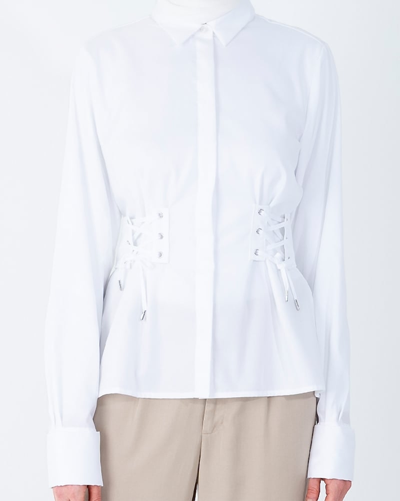 CORSET-BELT COTTON SHIRT-BRIGHT WHITE
