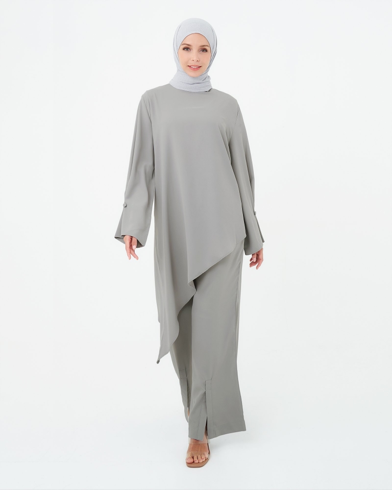 ASYMMETRICAL TOP CO-ORD SET - COLD GREY